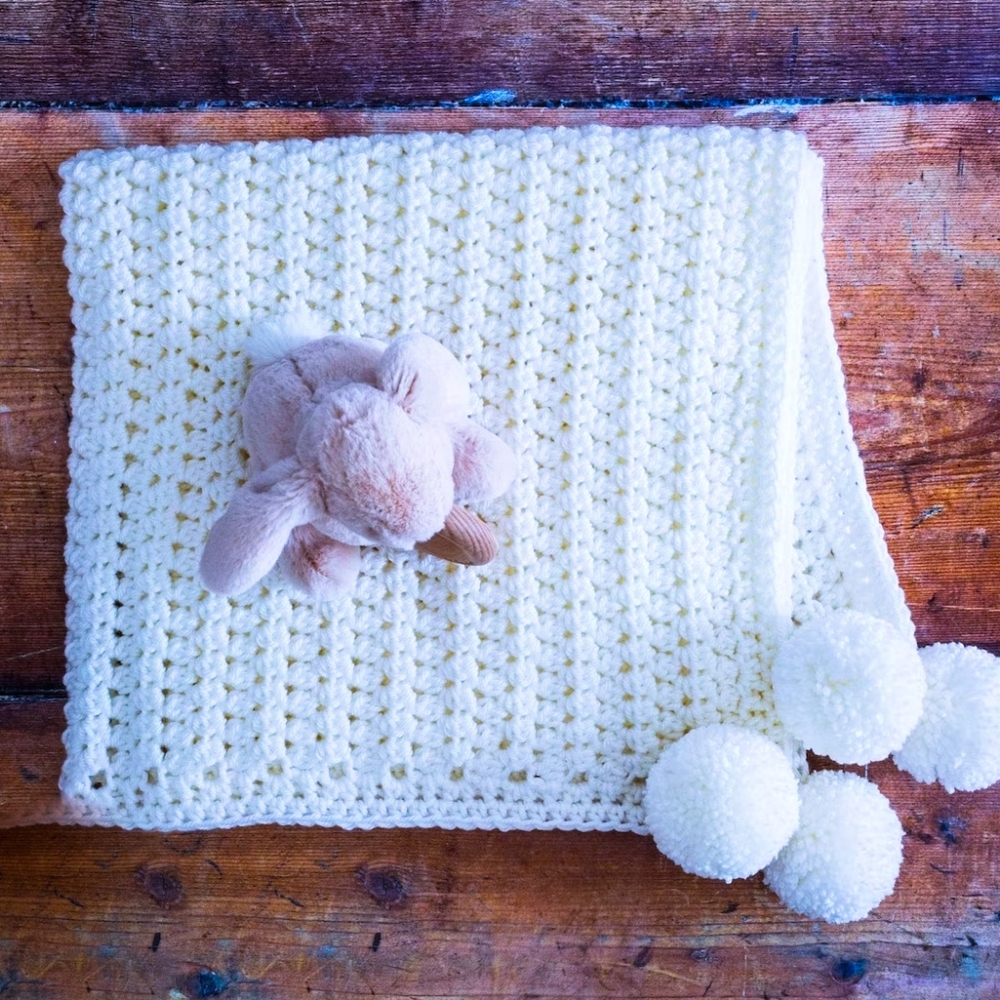 Crocheted baby blanket